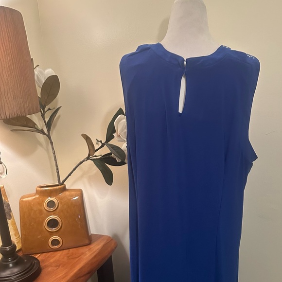 Blue Studded Cutout Maxi Dress XL 1X Sleeveless Elegant Evening Cruise - Picture 4 of 5